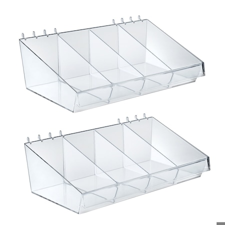 Azar Displays 13W x 7D x 4H Divider Bin, 6 Dividers, 2PK 556115-2PK-W6D